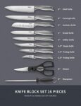 16-Piece German Steel Knife Set with Block by Yabano