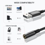 MOSWAG USB to 3.5mm Audio Jack Adapter, 20cm