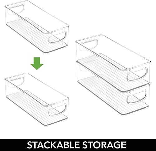 BIWHALE Fridge Organiser Set of 4, Stackable Bins - Clear