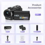 Sunscien Full HD 1080P Vlogging Camera, 3.0" LCD, Remote