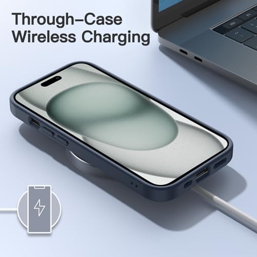 JETech Matte Case for iPhone 15 6.1cm, Storm Blue