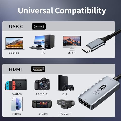 Newhope 4K HDMI to USB C Video Capture Card, 1080P 60fps