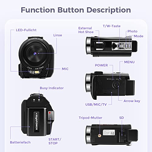 Sunscien Full HD 1080P Vlogging Camera, 3.0" LCD, Remote