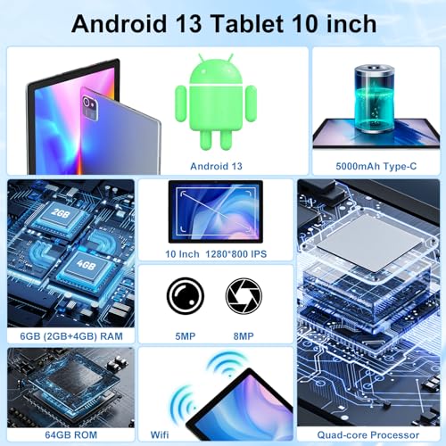 FancyDay 25.4 cm Tablet Android 13, 6GB RAM+64GB ROM, 5000mAh