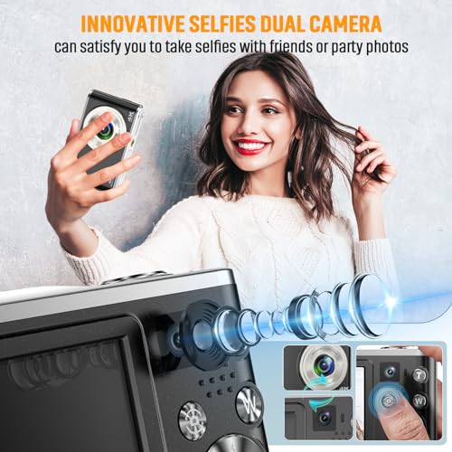 4K Autofocus Digital Camera, 48MP, 32G SD, 2.8" Screen, Black
