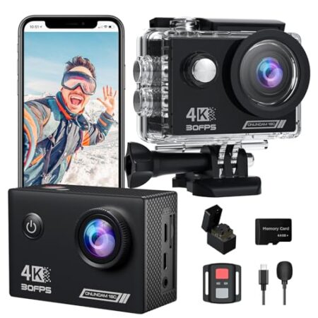 AKASO 4K30fps Waterproof Action Camera - 20MP Dual Screen