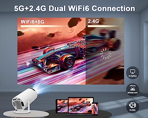 Mini 4K 1080P WiFi6 BT5.0 Android 11 Projector (White)