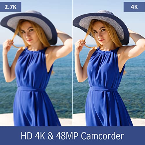 4K 48MP Video Camera with IR Night Vision, 18X Zoom, 32GB SD