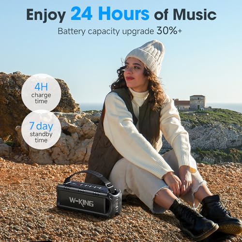 W-KING 60W Bluetooth Speaker, IPX6, 24H Playtime, Portable