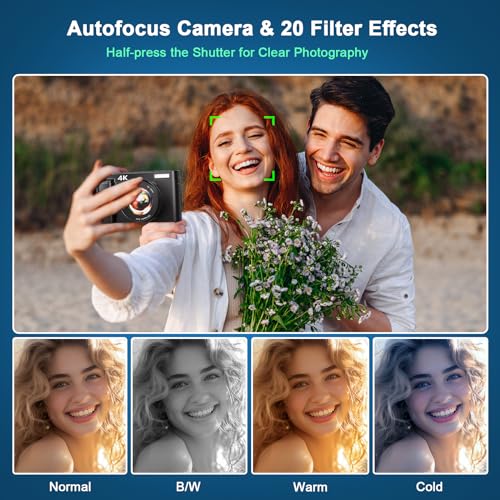 4K 48MP Vlogging Camera with 32GB Card, 6.9cm Flip Screen