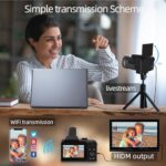 Monitech 64MP 4K Camera, 3" Flip Screen, 16X Zoom, WiFi, Black