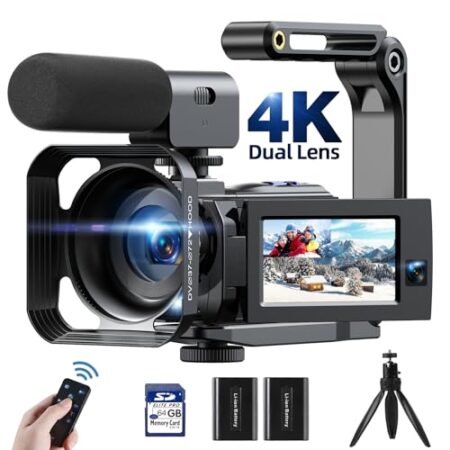 4K 56MP Dual Lens Camcorder WiFi IR Night Vision 16X Zoom
