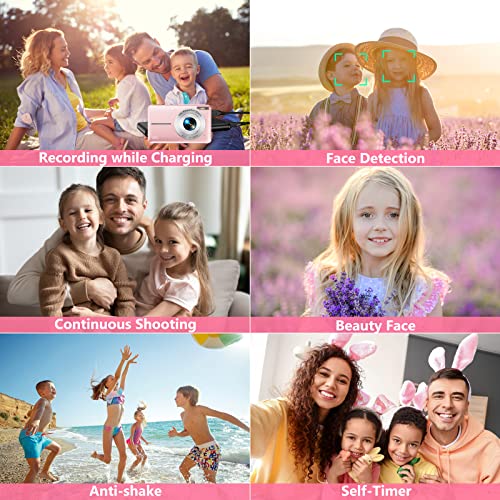 Kids 44MP 1080P Digital Camera with 6 cm Screen - Pink