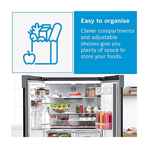Bosch Serie 6 French Door Fridge Freezer, 183 x 91 cm, Silver