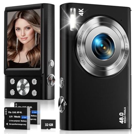 4K Autofocus Compact Camera, 48MP, 2.8" Screen, 16X Zoom