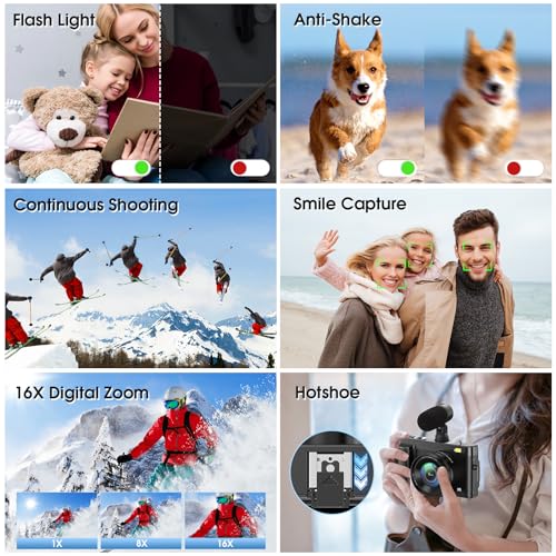 4K 48MP Autofocus Vlogging Camera with 32GB Card