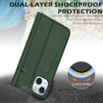 SHIELDON Leather Wallet Case for iPhone 15 - Evergreen