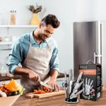 nuovva Kitchen Knife Set with 360° Rotating Stand