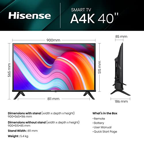 Hisense 100 cm FHD VIDAA Smart TV 40A4KTUK (2023 Model)