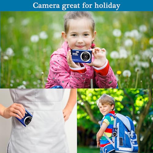 Digital Camera 1080P 18X Zoom 30MP Rechargeable (Blue)