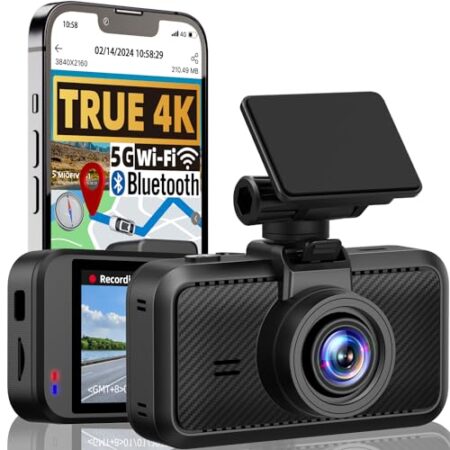 Miofive S1 Dash Cam, 4K UHD, Wi-Fi, GPS, 3" Screen, 140° Wide