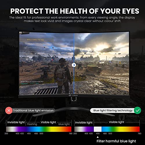 CRUA 68.6cm 180Hz Curved Gaming Monitor, Full HD, Black