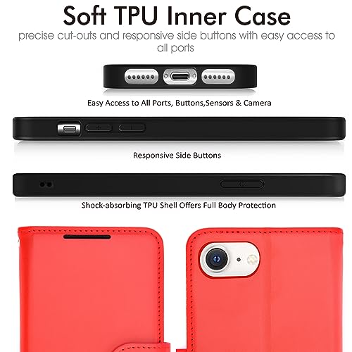 TECHGEAR iPhone SE/8/7/6 Leather Wallet Case - Red