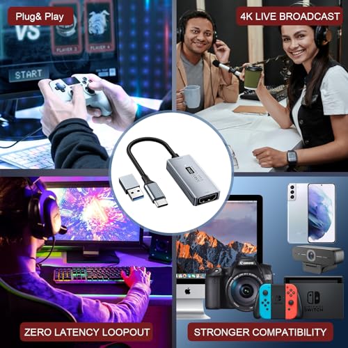 Newhope 4K HDMI to USB C Video Capture Card, 1080P 60fps