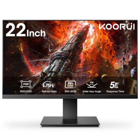 KOORUI 55cm FHD 75Hz Ultra Thin Eye Care Monitor, Black