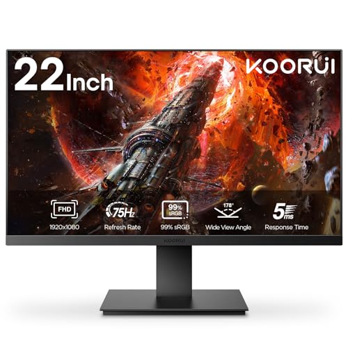 KOORUI 55cm FHD 75Hz Ultra Thin Eye Care Monitor, Black