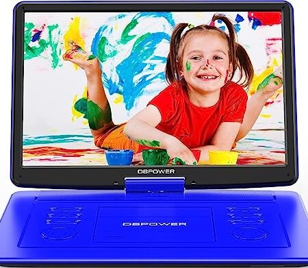 DBPOWER 40cm Portable DVD Player, 6hr Battery, Blue