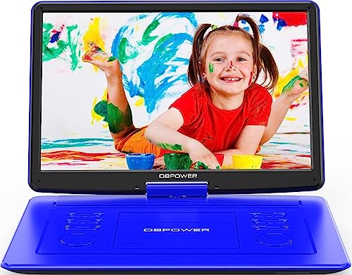 DBPOWER 40cm Portable DVD Player, 6hr Battery, Blue
