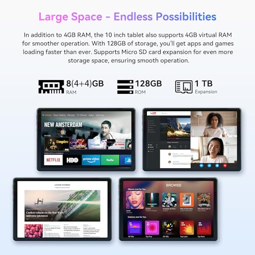 HiGrace 25.4 cm Android 13 Tablet, 8GB+128GB/1TB, Gray