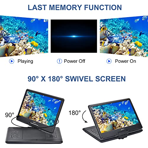 YOOHOO 36cm Portable DVD Player with 36cm Swivel Screen