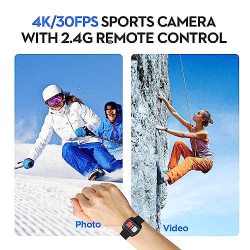 AKASO 4K30fps Waterproof Action Camera - 20MP Dual Screen