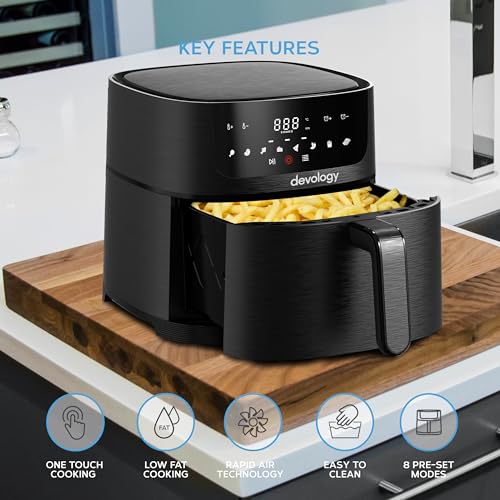 Devology 8L Digital Family Air Fryer with Recipe Book