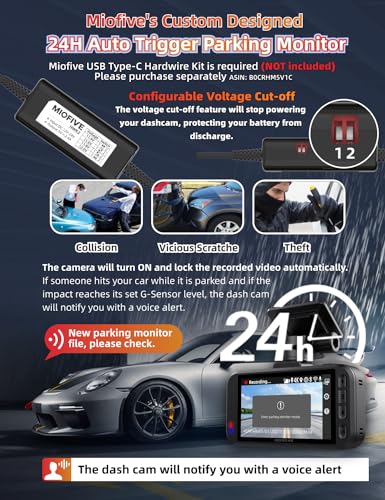 Miofive S1 Dash Cam, 4K UHD, Wi-Fi, GPS, 3" Screen, 140° Wide
