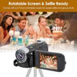 Vlogging Camera, 1080P HD, 16MP, 16X Zoom, 6.9cm Screen, Black