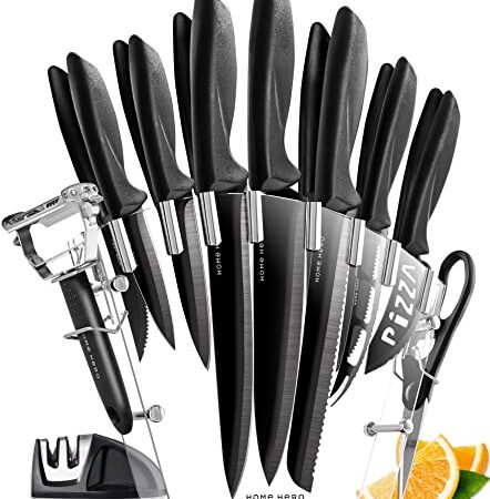 Home Hero 17-Piece Stainless Steel Knife Set (Black)