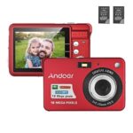 Andoer Digital Camera, 2.7cm LCD, 8X Zoom, 2 Batteries, Red