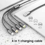 4-in-1 Multi Charger Cable, 1.2M Nylon Braided - Grey