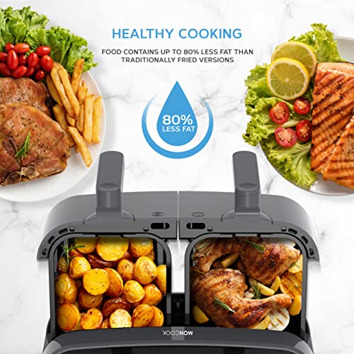 MONCOOK Double Air Fryer 9L with 2 x 4.5L Baskets