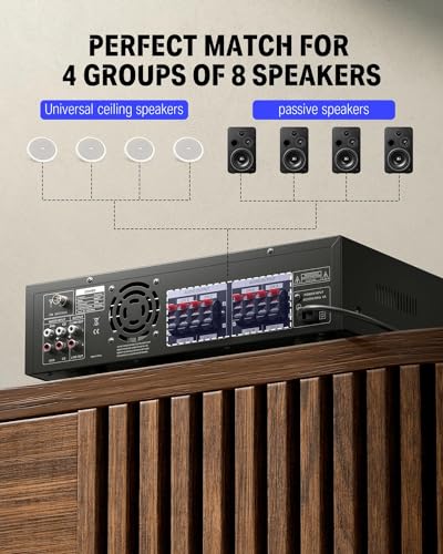 Bluetooth 5.0 Stereo Audio Amplifier, 440W, 4-Channel
