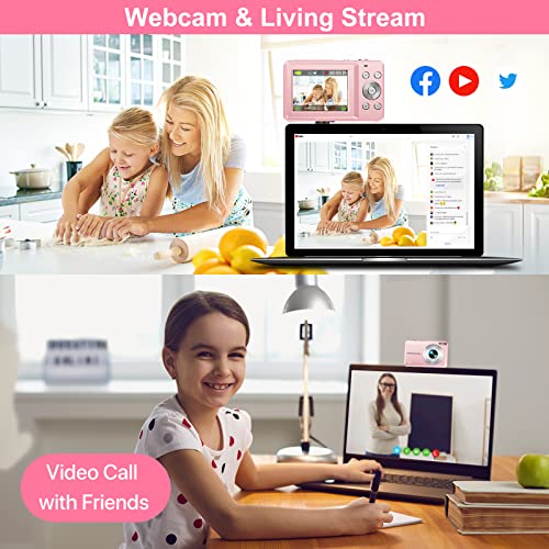 Kids 44MP 1080P Digital Camera with 6 cm Screen - Pink