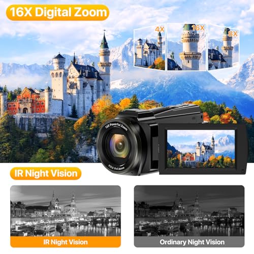 5K UHD 48MP WiFi IR Night Vision Vlogging Camera