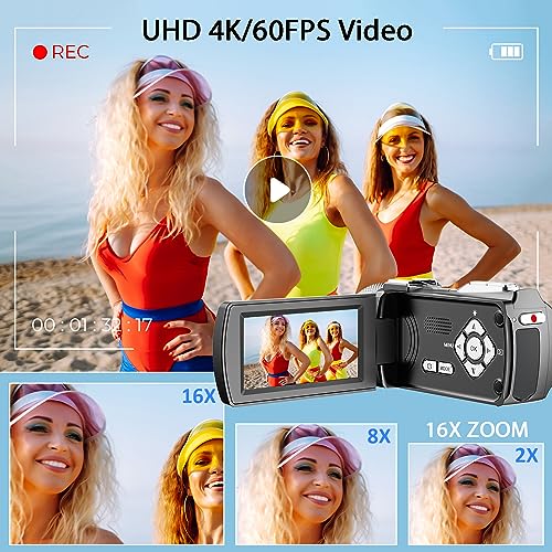 Vmotal 4K Camera, 48MP Photo, 4K 60FPS Video, 2 Batteries