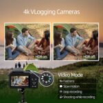 Monitech 64MP 4K Camera, 3" Flip Screen, 16X Zoom, WiFi, Black