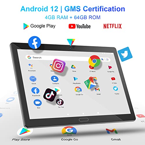 EagleSoar 10.1" Android Tablet 64GB, 512GB TF, Dual Camera