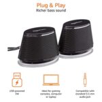 Amazon Basics Stereo 2.0 Speakers, 3.5mm Aux, USB, Black