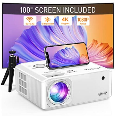 4K 5G WiFi Bluetooth Projector 18000L, VISSPL 1080P